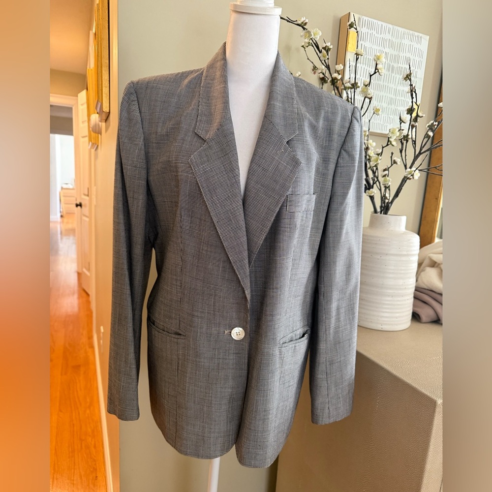 Evan Picone Vintage  Plaid Single-Button Blazer
